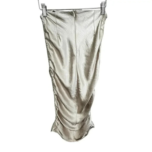 NWT Lioness String Along Skirt Ecru Satin Adjustable Ruched Sides Mini to Long 4 - Picture 11 of 14